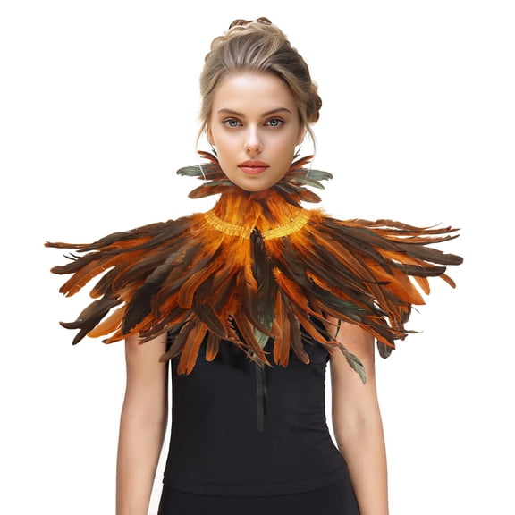 VZQI Faux Feather Shawl for Women, Halloween Cape Collar Costume Accessory for Cosplay Masquerade Party