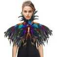 thumbnail image 1 of VZQI Handmade Natural Feather Cape – Adjustable Satin Ribbon & Luxurious Layered Design for Club Parties, Dance Events & Festive Celebrations, 1 of 6