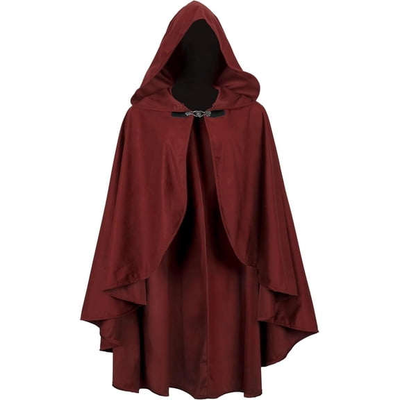 Hooded Renaissance Cloak for Men Women Adult Halloween Medieval Victorian Velvet Cape