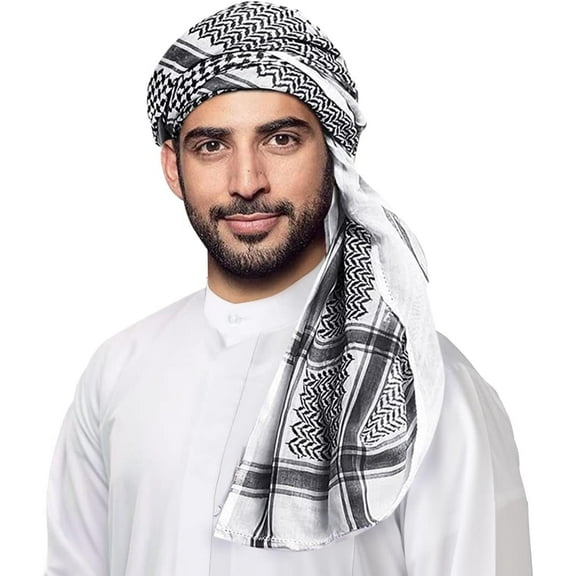 VZQI Keffiyeh Arab Head Scarf for Men Sheikh Muslim Turban Saudi Dubai Headwear