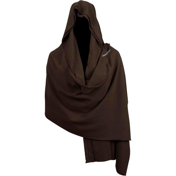 VZQI Medieval Black Padme Cape Shawl Post Apocalyptic Cloak Black Hooded Cowl
