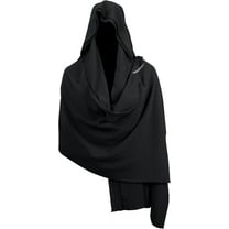 VZQI Medieval Black Padme Cape Shawl Post Apocalyptic Cloak Black Hooded Cowl