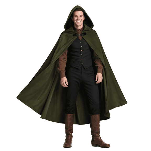 VZQI Renaissance Hooded Cloak Costume Medieval Cosplay Wizard Witch Cape