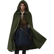 VZQI Renaissance Hooded Cloak Hobbit Halloween Medieval Costume Adult Cosplay Short Cape for Men and Women