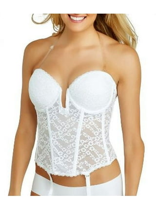 Dominique Lace Low Back Plunge Strapless Push Up Bustier Style 7759 - White