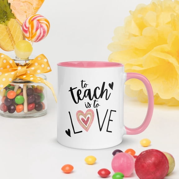 VaL1entine Heart Playing C1AR1DS Mug, Pink Love Illustration Cup, Romantic Playful Gift