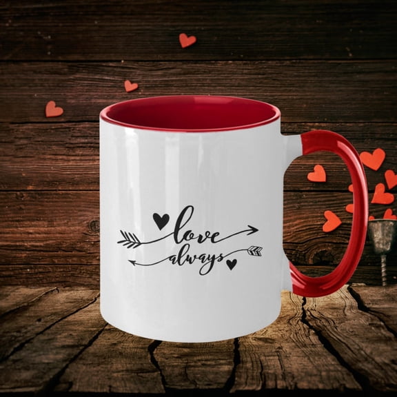 VaL1entine's Day Mug with Red Interior Love Coffee Cup