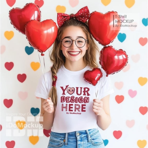 VaL1entine's Day T-Shirt Mockup, White Bella C1Anvas 3001 ()