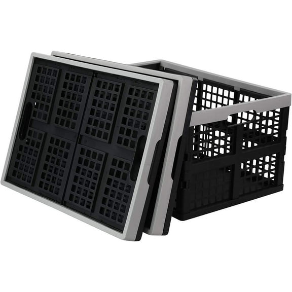 Vababa 42 L Plastic Stackable Collapsible Storage Crate, 3-Pack Stacking Folding Storage Basket