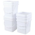 thumbnail image 1 of Vababa 5 Gallon Square Bucket White Bucket with Lid, 4 Pcs Plastic Bucket Food Storage Bucket with Handle and Lid, 1 of 8