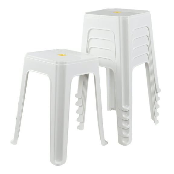 Vababa 6-Pack Plastic Stack Stools, 18.7-Inch Portable Stackable Stools, Backless School Classroom Decoration Stools