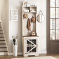 thumbnail image 1 of Vabches 3-In-1 65" Hall Tree with Coat Rack, Storage Cabinet and Storage shelves for Hallway, Living Room Barn Doors, Rustic White, 1 of 7