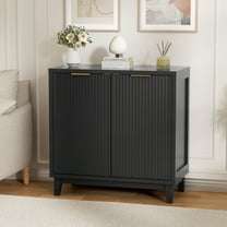 Vabches 31.5" W Fluted Sideboard Credenza Cabinet, Wood Buffet Storage Cabinet with Adjustable Shelves and 2-Doors for Living Room, Kitchen, Entryway