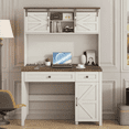thumbnail image 1 of Vabches 47" Farmhouse Executive Desk with Hutch, Home Office Computer Desk with Charging Station & Drawers, 1 of 7