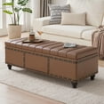 thumbnail image 1 of Vabches 47" Storage Ottoman Bench, Upholstered Leather Bench with Storage Lift-up Cover, End of Bed Bench for Living Room, Entryway, Hallway, Foot Rest, 1 of 10