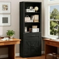 thumbnail image 1 of Vabches 67" Tall Bookcases with Drawer and Doors, 5-Tier Farmhouse Bookshelf, Bookcase for Living Room Home Office, 1 of 7