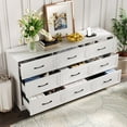 thumbnail image 1 of Vabches Dresser for Bedroom 9 Drawer Wide Dresser with Charging Station,Woodgrain White, 1 of 9