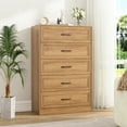 thumbnail image 1 of Vabches Farmhouse 5 Drawer Dresser with Metal Handle, Tall Wood Chest of Drawers for Living Room Bedroom,Yellow, 1 of 8
