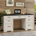 thumbnail image 1 of Vabches Farmhouse Executive Desk with 2 Large File Drawers and 5 Drawers, 60" Executive Desk, Workstation Table for Study, 1 of 8
