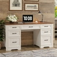 thumbnail image 1 of Vabches Farmhouse Executive Desk with 2 Large File Drawers and 5 Drawers, 60" Executive Desk, Workstation Table for Study, 1 of 8