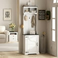 thumbnail image 1 of Vabches Farmhouse Hall Tree with Shoe Storage & Coat Rack for Entryway,White, 1 of 8