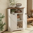 thumbnail image 1 of Vabches Fluted Corner Cabinet for Small Space, Modern Corner Storage Cabinet with 2 Doors and Adjustable Shelf for Bathroom, Kitchen, Living Room, Natural, 1 of 9