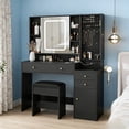 thumbnail image 1 of Vabches Large Vanity Desk Set with Sliding Lighted Mirror, Modern Makeup Table with Cushion Stool, Visible Drawers, 3 Drawers and Jewelry Cabinets & Charging Station, 1 of 8