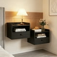thumbnail image 1 of Vabches Modern Floating Nightstand Set of 2, Wall Mounted Bedside Table with Charging Station and Drawer for Bedroom, 1 of 6