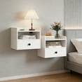 thumbnail image 1 of Vabches Modern Floating Nightstand Set of 2, Wall Mounted Bedside Table with Charging Station and Drawer for Bedroom, 1 of 6