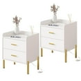 thumbnail image 1 of Vabches Modern Nightstand Set of 2 with Charging Station 2 Drawers Wood Bedside Table White, 21.6"H, 1 of 9