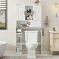 thumbnail image 1 of Vabches Over The Toilet Storage Cabinet, Above Toilet Organizer with Sliding Door & Tissue Bar, Hooks and Adjustable Shelves, 1 of 8