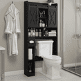 thumbnail image 1 of Vabches Over The Toilet Storage Cabinet, Bathroom Shelves Organizer Space Saver with Sliding Doors & Toilet Paper Holder for Bathroom, Restroom, Laundry, 1 of 9