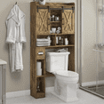 thumbnail image 1 of Vabches Over The Toilet Storage Cabinet, Bathroom Shelves Organizer Space Saver with Sliding Doors & Toilet Paper Holder for Bathroom, Restroom, Laundry, 1 of 8