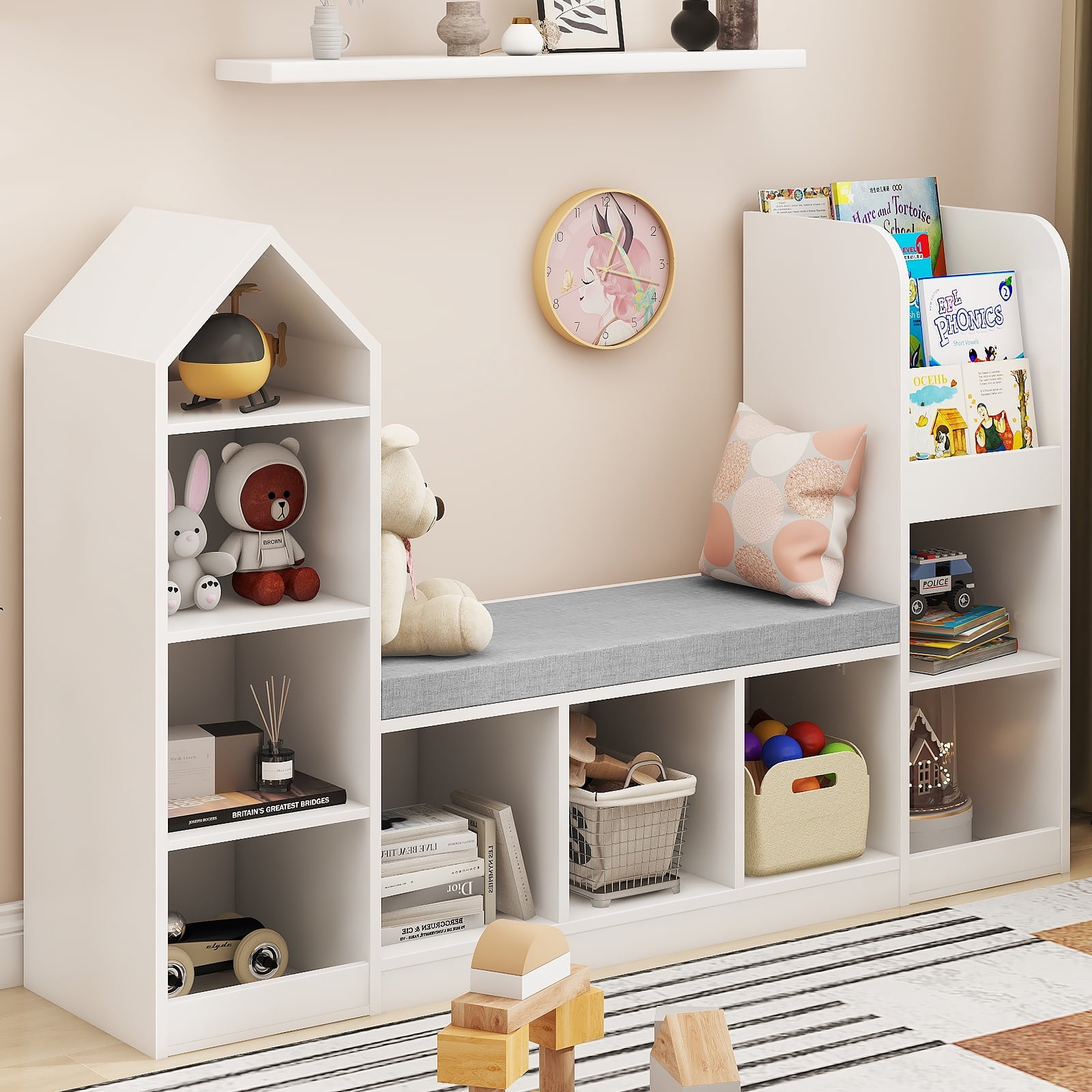 Reading Nook Walmart Kids Bookshelf Wooden Bookcase Cube Toy