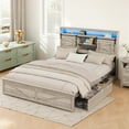thumbnail image 1 of Vabches Twin Size Bed Frame with 4 Drawers, Metal Platform Bed with LED Lights, Charging Station and Bookcase Headboard, No Box Spring Needed, 1 of 7