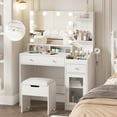 thumbnail image 1 of Vabches Vanity Table 10 LED Lights with Charging Station, Vanity Table and Soft Stool Set , 3 Drawers, Bedroom, White, Modern, 1 of 10