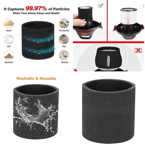 Vac Foam Sleeve Filter Washable Replacement for Wet Dry Vacuums Universal Durable Design