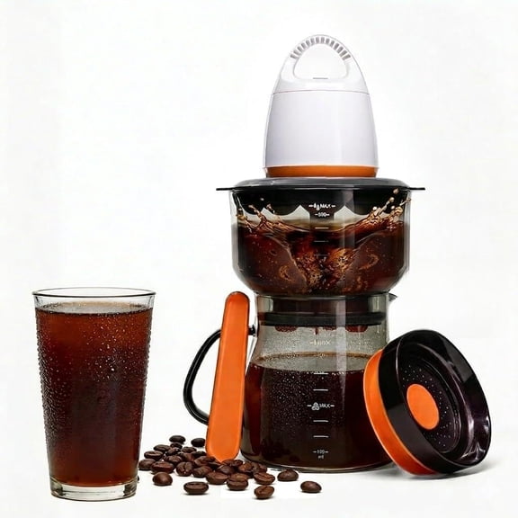 VacBrew Vacuum Cold Brew Coffee Maker - 12 Min Rapid Cold Brew & Machine | 3-Program Timer Vacuum Pump | 17oz Tritan Brewer & Smokey Black Glass Carafe