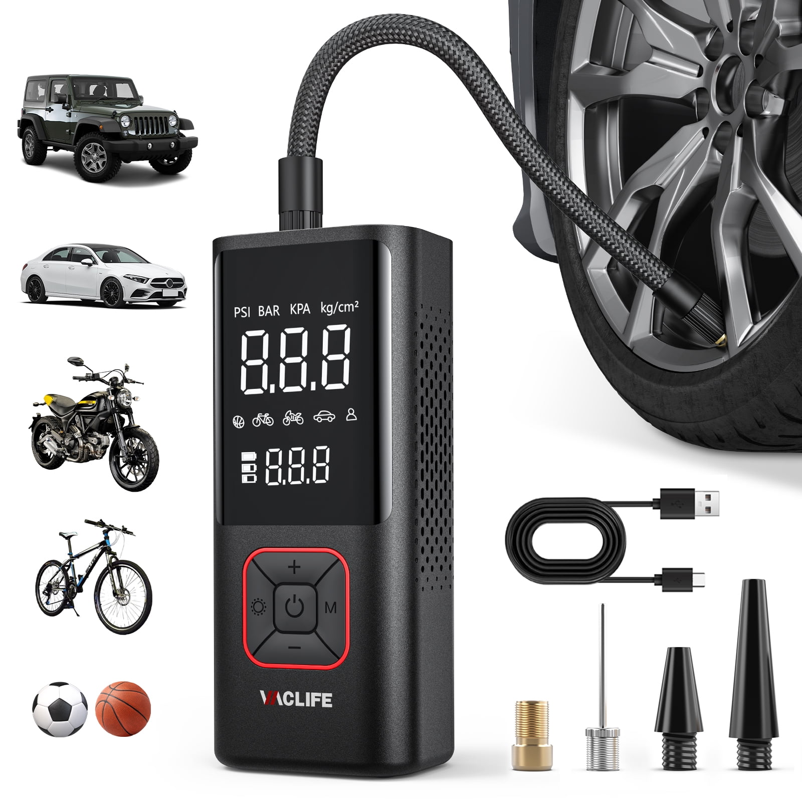 VacLife Cordless Tire Inflator Portable Air Compressor 150PSI Air