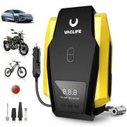 VacLife Tire Inflator Portable Air Compressor, DC 12V Auto Digital Air Pump with LED Light&4 Accessories for Car Tires, Bicycles and Other Inflatables, For Car Cigarette Lighter Use Only (12V)