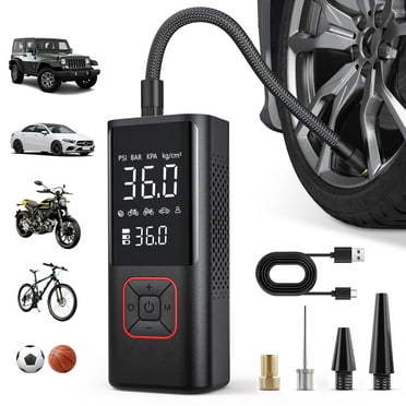 VacLife 150 Psi Cordless Tire Inflator Portable Compressor, Quick Inflation, Auto Shutoff, LED Light, Accs, Red