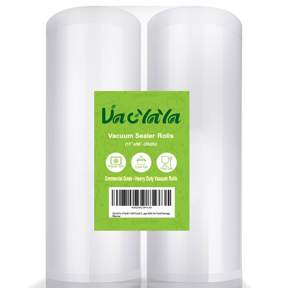 Vacyaya 2 pack 11x50 total 100 feet vacuum sealer bags rolls for food