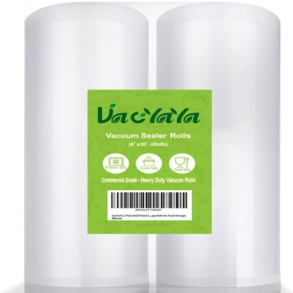 VacYaYa 2 Packs 8"x50' (Total 100 feet) Vacuum Sealer Bags Rolls for Food Saver with BPA Free and Heavy Duty,Seal a Meal Commercial Grade Vaccume Seal Bags Rolls