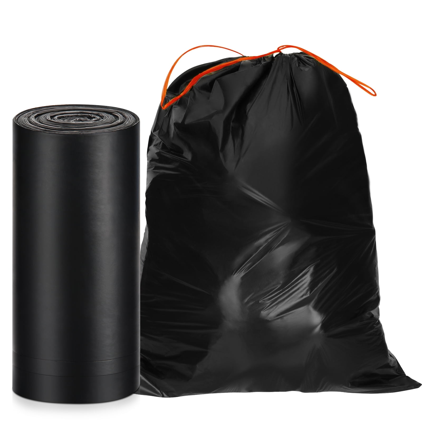 VacYaYa 33Gallon Size 30 Counts Black Garbage Bags Large Capacity Kitchen Drawstring Trash Bags