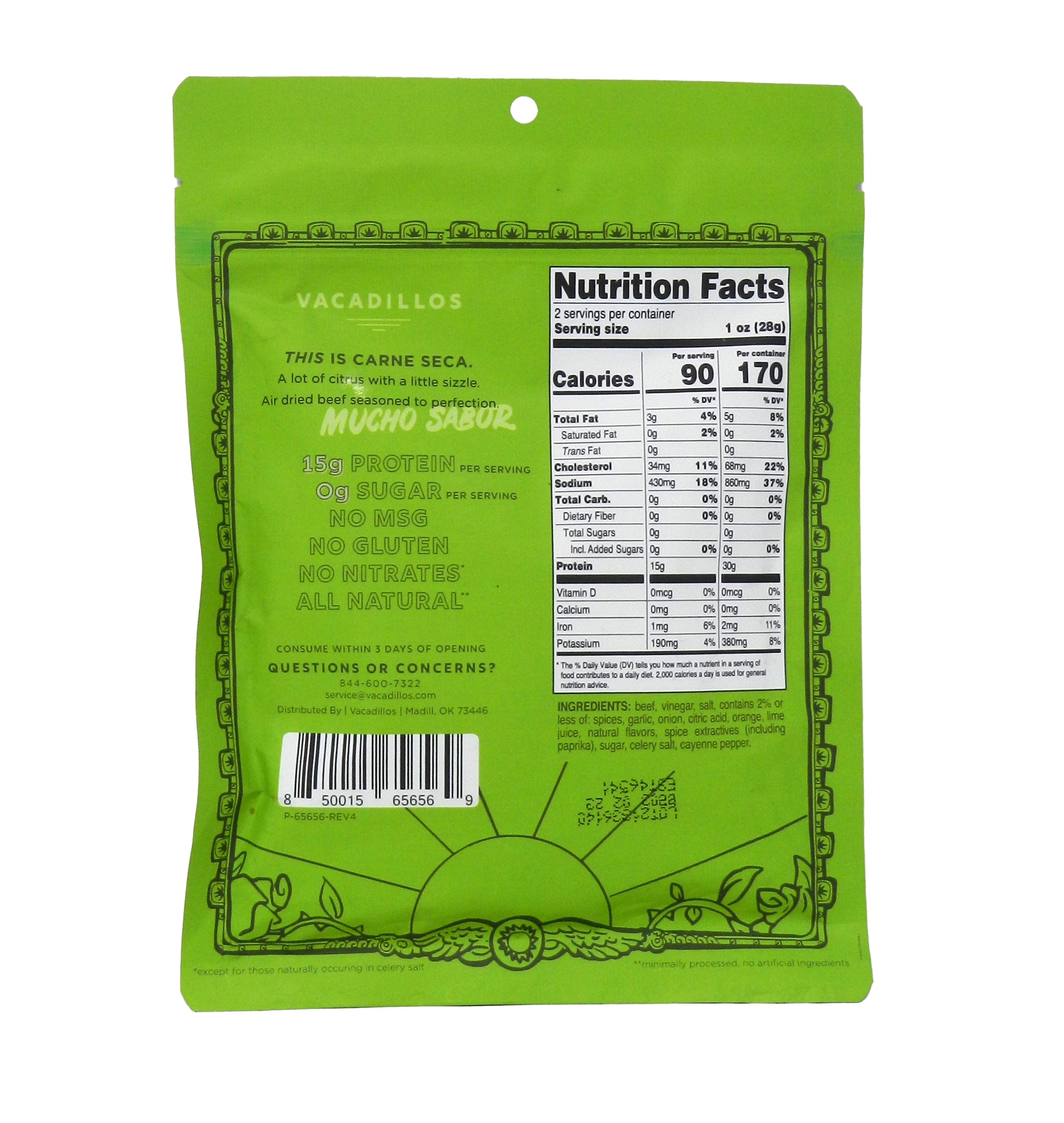 Vacadillos - Carne Seca Chile Lime - Case Of 8-2 Oz