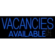 Vacancies Available LED Neon Sign 13 x 32 - inches, Black Square Cut Acrylic Backing, with Dimmer - Bright and Premium built indoor LED Neon Sign for Defence Force.