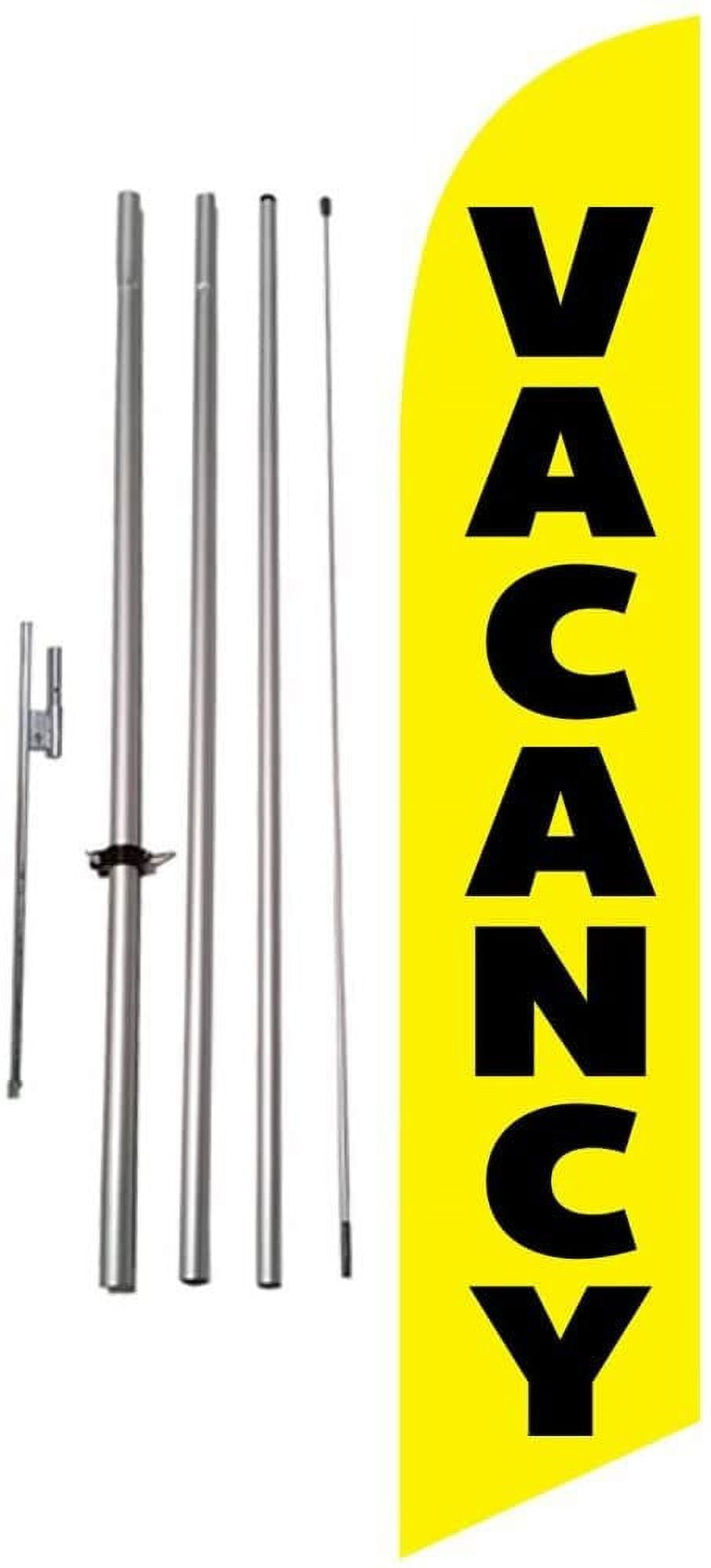 Vacancy 15 foot Outdoor Advertising Feather Banner Flag Kit Sign with Flag Pole and Ground Spike
