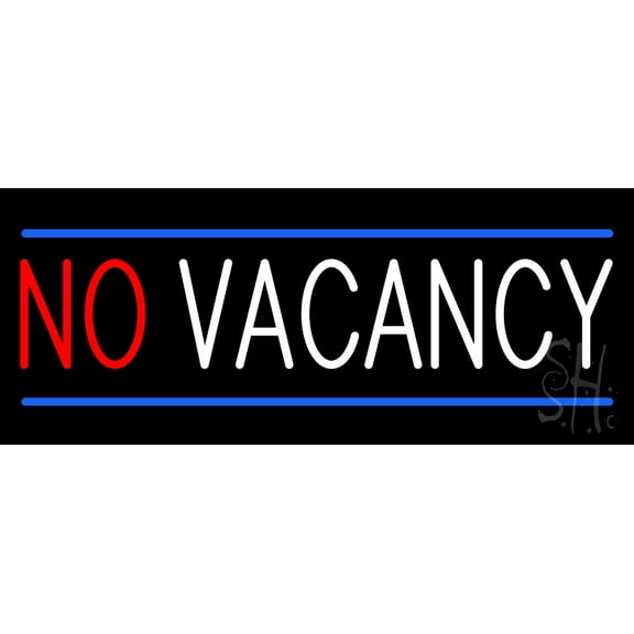 No Vacancy Animated LED Neon Sign 10 x 24 - inches, Black Square Cut Acrylic Backing, with Dimmer - Bright and Premium built indoor LED Neon Sign for Defence Force.