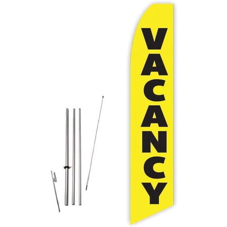 Vacancy Yellow Super Novo Feather Flag - Complete with 15ft Pole Set and Ground Spike