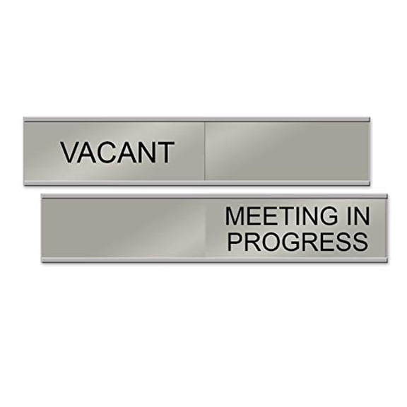 Vacant/Meeting In Progress Slider Sign, 10" x 2" (Silver)